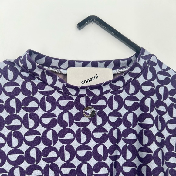 Coperni Geometric Printed Long Sleeve Logo Plaque Top In Blue & Purple - Picture 4 of 7
